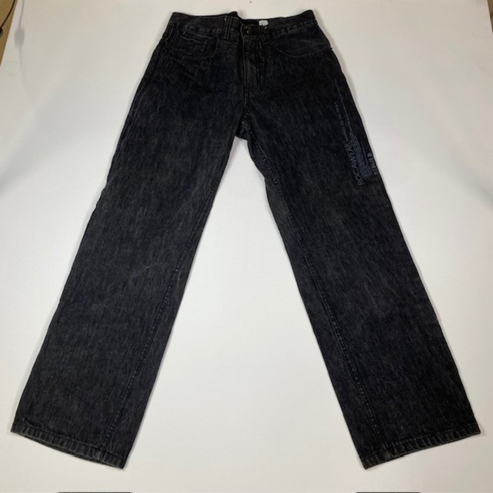 Rocawear Original Fit Jeans Black Denim‎ Logo Graphic Mens Size 32 Casual